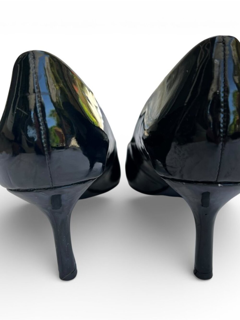 Nine West Black Patent Leather Pumps Pointed Toe Y2K Soft Grunge Polished 8.5 - Picture 3 of 12